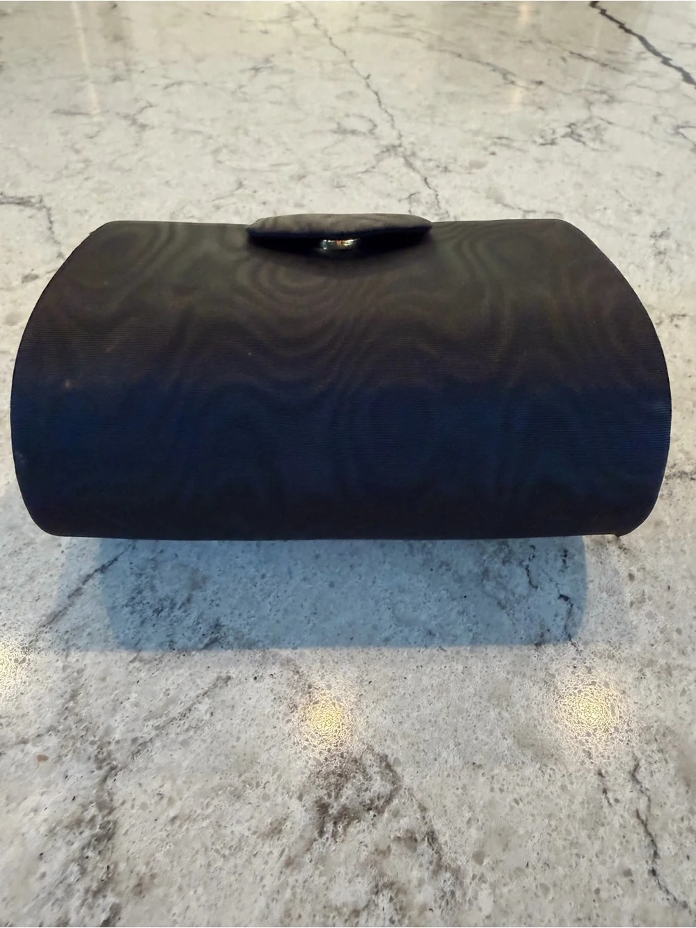 Vintage Black Satin Evening Clutch Purse Gold Chain Convertible Handbag